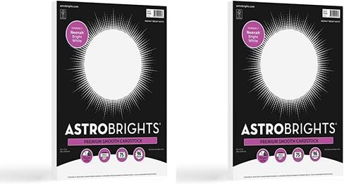 Astrobrights/Neenah Bright White Cardstock، 8.5 بوصة × 11 بوصة، 65 رطل/176 جرامًا للمتر المربع، أبيض، 75 ورقة (90905-02) - قد تختلف التعبئة in Saudi Arabia