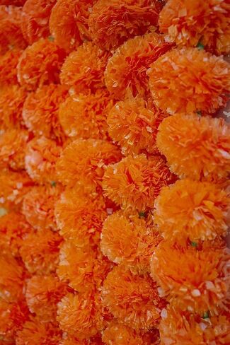 4.5 feet Marigold Garland |Indian/American Wedding Party Mantle Decoration, Faux Garlands Wedding Garland, Diwali Decoration, Spring Bush Floral! (Mango Yellow, 5) in Saudi Arabia