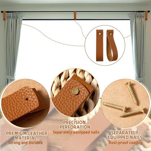 8 Pieces Artificial Leather Wall Hooks 1 x 4.7 Inches Wall Hanging Strap Wall Mounted Loop for Hanging Leather Strap Hangers for Bathroom Bedroom Kitchen Towel Holder Supplies (Dark Yellow) in Saudi Arabia