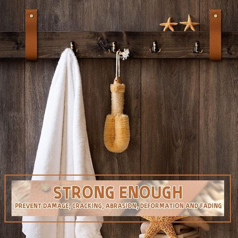 8 Pieces Artificial Leather Wall Hooks 1 x 4.7 Inches Wall Hanging Strap Wall Mounted Loop for Hanging Leather Strap Hangers for Bathroom Bedroom Kitchen Towel Holder Supplies (Dark Yellow) in Saudi Arabia
