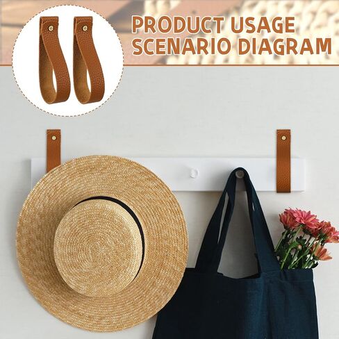 8 Pieces Artificial Leather Wall Hooks 1 x 4.7 Inches Wall Hanging Strap Wall Mounted Loop for Hanging Leather Strap Hangers for Bathroom Bedroom Kitchen Towel Holder Supplies (Dark Yellow) in Saudi Arabia
