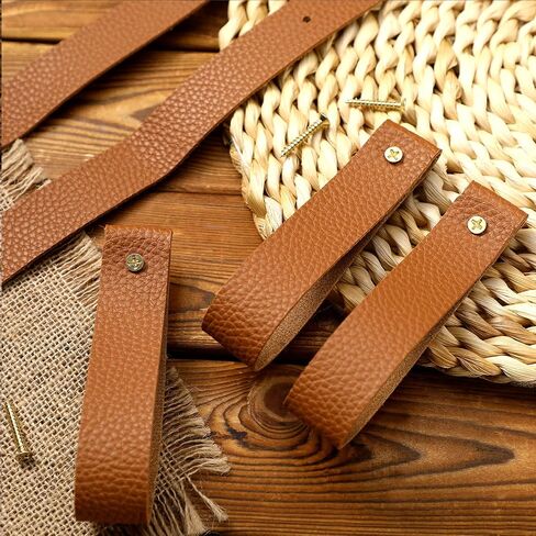 8 Pieces Artificial Leather Wall Hooks 1 x 4.7 Inches Wall Hanging Strap Wall Mounted Loop for Hanging Leather Strap Hangers for Bathroom Bedroom Kitchen Towel Holder Supplies (Dark Yellow) in Saudi Arabia