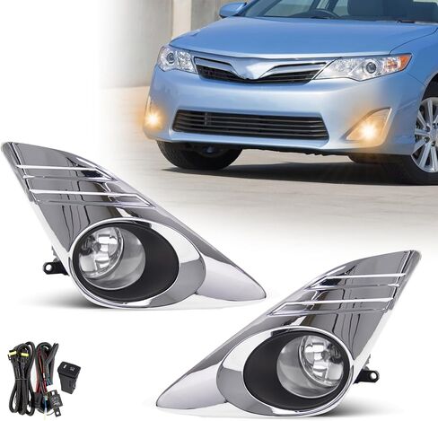 Fog Lights for 2012 2013 2014 Toyota Camry Assembly Replacement Kit with Wiring And Switch H11 12V 55W Halogen Bulbs(Chrome cover) in Saudi Arabia