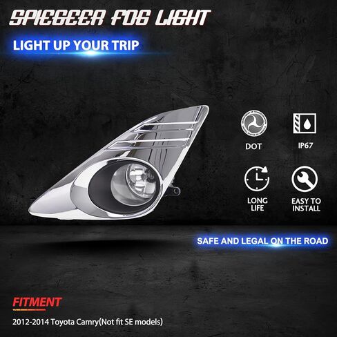 Fog Lights for 2012 2013 2014 Toyota Camry Assembly Replacement Kit with Wiring And Switch H11 12V 55W Halogen Bulbs(Chrome cover) in Saudi Arabia