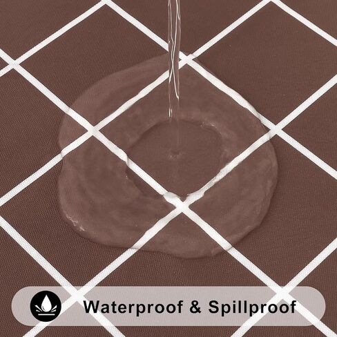 Rectangle Table Cloth, Waterproof Vinyl Tablecloths with Flannel Backing, Wipeable Plastic Plaid Table Cover for Dining, Picnic, Indoor and Outdoor (52" x 70", Black) in Kuwait