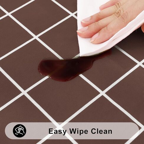 Rectangle Table Cloth, Waterproof Vinyl Tablecloths with Flannel Backing, Wipeable Plastic Plaid Table Cover for Dining, Picnic, Indoor and Outdoor (52" x 70", Black) in Kuwait