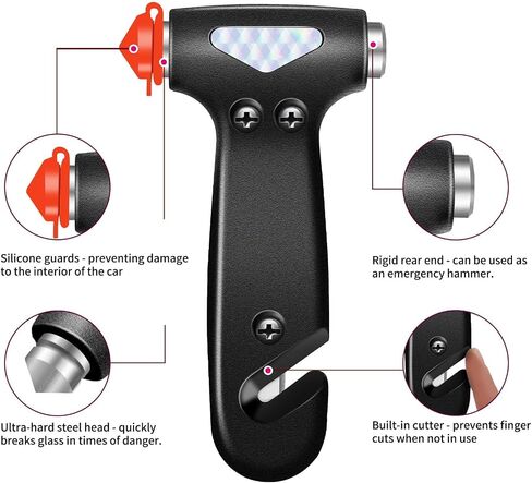 3-in-1 Window Breaker Seat Belt Cutter,2 Pcs Set Car Safety Hammer Glass Breaker, Car Essentials, Cute Gadgets, Accessories, Must-Have Auto Rescue Tool Inside Car Toolkit. in Saudi Arabia