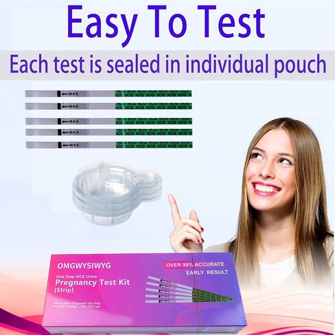 Pregnancy Test Strips Early Home Detection Pregnancy Test Kit Individually Wrapped Pregnancy Strips Clear HCG Test（5 Tests） in Saudi Arabia
