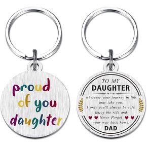 Proud Of You Daughter Keychain - Gifts for Daughter - Daughter Gifts for Birthday Graduation from Mom Dad