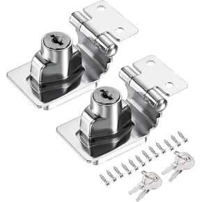 MECCANIXITY 3 Inch Keyed Alike Hasp Lock 90 Degree Chrome Plated Twist Knob for Cabinet Door Drawer, Silver Pack of 2
