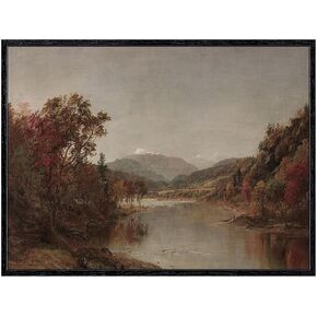 ARPEOTCY Black Framed Canvas Wall Art, Fall Natural Scenery River Wall Decor for Living Room, Vintage Grassland Paintings for Bedroom, Framed Art Prints for Office, 12"x16" Black
