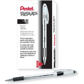 Pentel BK90V R.S.V.P. Stick Ballpoint Pen, .7mm, Trans Barrel, Violet Ink (Pack of 12)