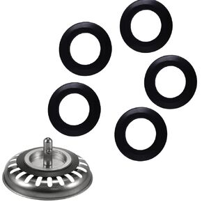 5 Pack Sink Drain Bracket Seal Ring, Kitchen Sink Drainer Rubber Washe Replacement Kit for Bathroom Sink Bathtub Drain Plug