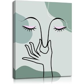 Pinetree Art مضحك ديكور جدار الحمام لطيف حكيم الأخضر بوهو طباعة قماش للحمام الحد الأدنى خط مجردة ديكور جدار الفن للمرحاض المرحاض (حكيم الأخضر، 12 "× 16") in Kuwait