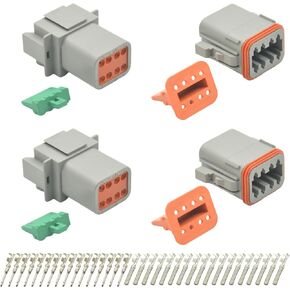 طقم موصل ألماني 116 قطعة، موصلات DT 2 3 4 6 8 12 دبوس، قابس موصلات كهربائية مقاومة للماء IP67 مع 40 زوجًا مقاس 16 جهات اتصال مختومة لقارب شاحنة السيارة، 116 قطعة (جهات اتصال مختومة)
