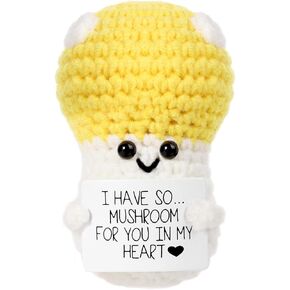 Mini Funny Positive Duck, 3.94" Creative Wool Pocket Knitted Duck Toy Doll with Card Cute Crochet Tiny Positive Emotional Dolls Duck for Birthday Gift Party Decoration Encouragement