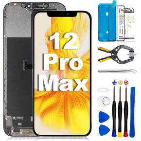 LMQ for iPhone 12 Pro Max Screen Replacement Kit 6.7 inch LCD Display 3D Touch Digitizer Full Assembly Repair Kits Waterproof Adhesive +Tempered Glass for A2342,A2410,A2412,A2411