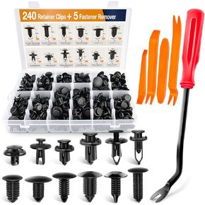 GOOACC 238Pcs Trim Removal Tool, Auto Push Pin Bumper Retainer Clip Set Fastener Terminal Remover Tool Adhesive Cable Clips Kit Car Panel Radio Removal Auto Clip Pliers, Black