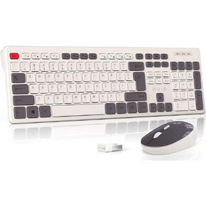 AULA Wireless Keyboard and Mouse, 2.4G Silent Full-Size 108 Keys Computer Keyboard and Mouse Combo with Number Pad & Long Battery Life, 3 Level DPI USB Mouse, Cordless Keyboard for Laptop PC Windows