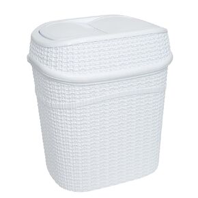 Bath Bliss 2 Pack Sailor Knot Swing Top Waste Bin | Dimensions: 11.22" x 8.27" x 12.6" | 9.5 Liter | Swing Top | Home Décor | Compact | White (KIT-10110-WHT-2PK)