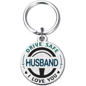Drive Safe Husband Keychain - Best Husband Ever Gifts from Wife - Romantic Anniversary & Birthday Gift