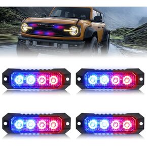 4PCS Strobe Lights for Trucks, Emergency Lights for Vehicles Flashing Lights, 4-LED Led Strobe Lights Grille Light Head, for Firefighter Police Trucks Vehicles (Red and White) in Kuwait