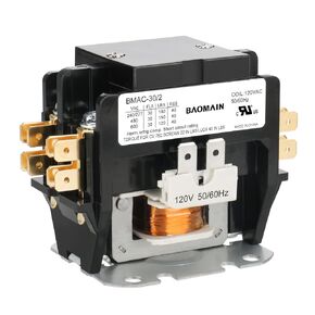 Baomain AC Contactor, 2 Pole 30A Heavy Duty Air Conditioner Condenser Compressor Contactor, BMAC-30/2 HVAC Contactors Replacement UL Listed (24, Volts (AC))