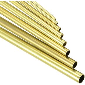 Brass Tube Tubing, 2mm 3mm 4mm 5mm 6mm 7mm 8mm 10mm OD 0.5mm Thickness 300mm Length 8 Sizes High Strength Seamless Straight Pipe -(Applications: for DIY Crafts), 8-Pieces