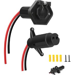 Trolling Motor Plug and Receptacle Quick Connect Kit, Trolling Motor Plug Socket Set Compatible With Minn Kota Marine Boat, 12V 10 Gauge 2 Wire Heavy-Duty Male and Female Trolling Motor