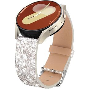 Bling Bands Compatible with Samsung Galaxy Watch 4 40mm 44mm/Watch 4 Classic 46mm 42mm/Watch 5 40mm 44mm Pro 45mm/Active 2/Watch 42mm/Watch 3 41mm/Active 40mm Band, 20mm Bling Glitter Leather Strap