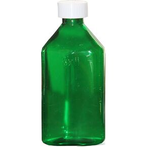 Pharmacy Oval Bottle Green 6 oz with CR Caps Included (QTY. 12) - Prescription Pharmacy Bottle, Pharmacy Container, Prescription Plastic Container by Sponix