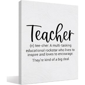 BIWSHA Teacher Appreciation Gifts - Teacher Office Wall Decor, Funny Teacher Gifts, Teacher Gifts from Students, Teacher Definition Canvas Wall Art Prints Poster, 11x14 Inches Framed