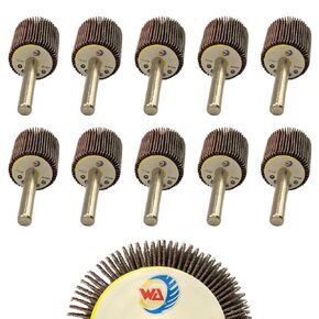 WA 10PACK - 1"x1"x1/4" inch Industrial Grade Durable Mounted Flap Wheel Sander, Grit 60, Aluminum Oxide Sanding Flap Wheels with 1/4" Shank for Drill/Die Grinder, Remove Rust and Polish