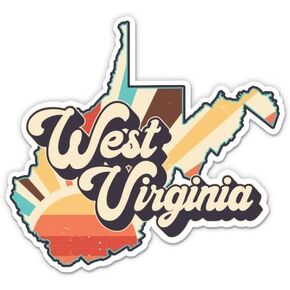 West Virginia Retro Style State Vinyl Sticker - Car Phone - 3"