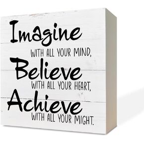 لافتات خشبية ملهمة، ديكور مكتب تسجيل صندوق خشبي، لوحة خشبية تعليمية، ديكور غرفة الصالة الرياضية، ديكور الفصول الدراسية، ديكور منزلي إيجابي لغرفة الأطفال، هدية للأطفال الخريجين، تخيل صدق تحقيق in Kuwait