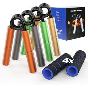 Grip Strength Trainer Set, 50-300LB (6 Pack), Metal Hand Grip Gripper, No Slip Grip Trainer, Hand Workout Squeezer Grip Strengthener, Grip Strengthen Training, Forearm Exerciser for Exercise