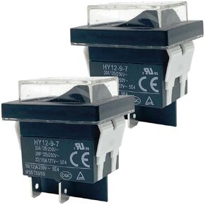 2-Piece Set HY12-9-7 Push Button Switch 4-Pin 20A 125/250V ON-Off