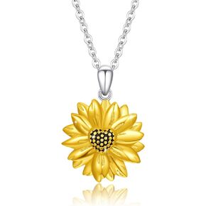 Sunflower Necklace for Women 925 Sterling Silver Sunflower Pendant Necklace You Are My Sunshine Necklace Flower Necklace Sunflower Jewelry Gifts for Women Sunflower Lovers