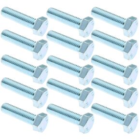 M8-1.25 x 30mm - Steel Hex Bolts Fully Threaded Zinc Finish for Anti-Corrosion Resistance, 15 PCS
