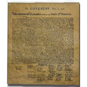 The Declaration of Independence, True to it's Original Size and Layout - Reprint Printed on Antiqued Parchment. 23 x 29