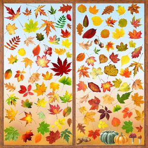 Fall Decorations for Home Fall Window Clings Fall Decor Thanksgiving Decorations Maple Leaves Fall Window Stickers Thanksgiving Window Clings for Thanksgiving Office Home Decor