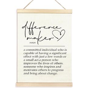 TAEDIN Be The Person You Want to Work With Poster Hanger Frame, Inspirational Quote Word Wood Wooden Canvas Artwork, Team Work Motivational Wall Decor Painting for Office Workplace Decor 12X16