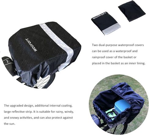 سلة دراجة خلفية، سلة دراجة خلفية مع غطاءين مقاومين للمطر وشبكة شحن، سلة دراجة خلفية معدنية مع غطاء عاكس مقاوم للماء وبطانة سلة خلفية للدراجة، سلة حامل الدراجة WOOFOPT in Kuwait