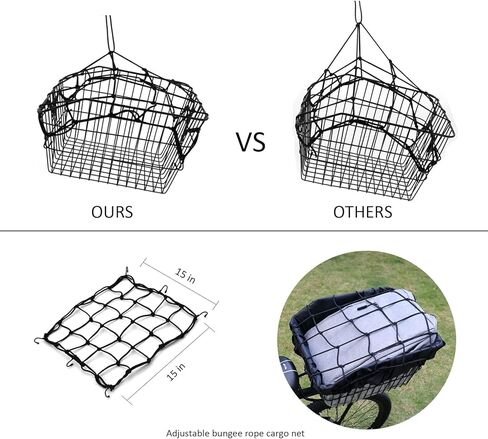 سلة دراجة خلفية، سلة دراجة خلفية مع غطاءين مقاومين للمطر وشبكة شحن، سلة دراجة خلفية معدنية مع غطاء عاكس مقاوم للماء وبطانة سلة خلفية للدراجة، سلة حامل الدراجة WOOFOPT in Kuwait