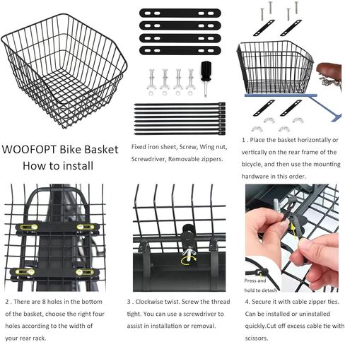 سلة دراجة خلفية، سلة دراجة خلفية مع غطاءين مقاومين للمطر وشبكة شحن، سلة دراجة خلفية معدنية مع غطاء عاكس مقاوم للماء وبطانة سلة خلفية للدراجة، سلة حامل الدراجة WOOFOPT in Kuwait