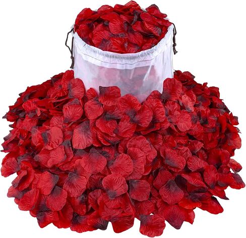 Winlyn 3000 Pcs Red Silk Rose Petals Set - Scented Ready-to-use Separated Realistic Artificial Rose Flower Petals for Romantic Night for Her for Him for Weddings Anniversaries Valentine's Day Decor in Saudi Arabia