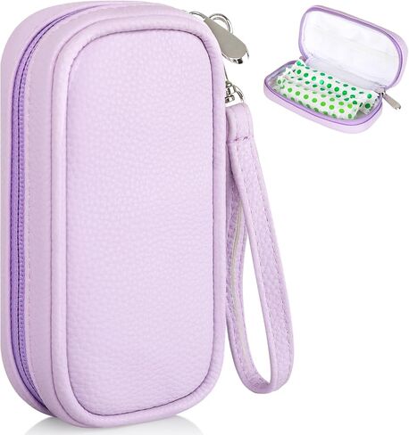 Tampon Holder for Purse, Portable Tampon Bag with Handle,Travel Pads Tampons Pouch, Pu Leather Small Tampon Organizer Case for Feminine Products, Waterproof Period Bags for Women Girls in Kuwait