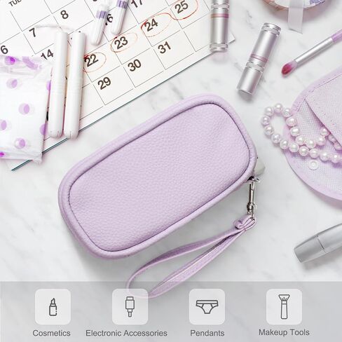 Tampon Holder for Purse, Portable Tampon Bag with Handle,Travel Pads Tampons Pouch, Pu Leather Small Tampon Organizer Case for Feminine Products, Waterproof Period Bags for Women Girls in Kuwait