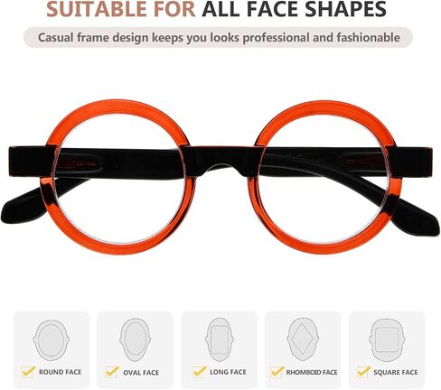 نظارات قراءة دائرية من Eyekepper للنساء نظارات ريترو ريدر - أحمر +1.25 in Kuwait