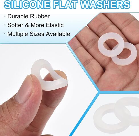 PATIKIL Silicone Flat Washer 14 x 24 x 3mm (ID x OD x Thickness), 50 Pieces Silicone Rubber Spacer Faucet Sealing Gasket for Garden Hose Pipe Plumbing Faucet Washers Replacement, White in Saudi Arabia
